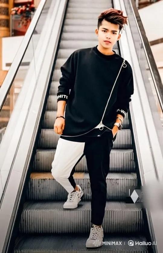 Young Couple Meets and Holds Hands on Escalator – AI Generated Video | Hailuo AI