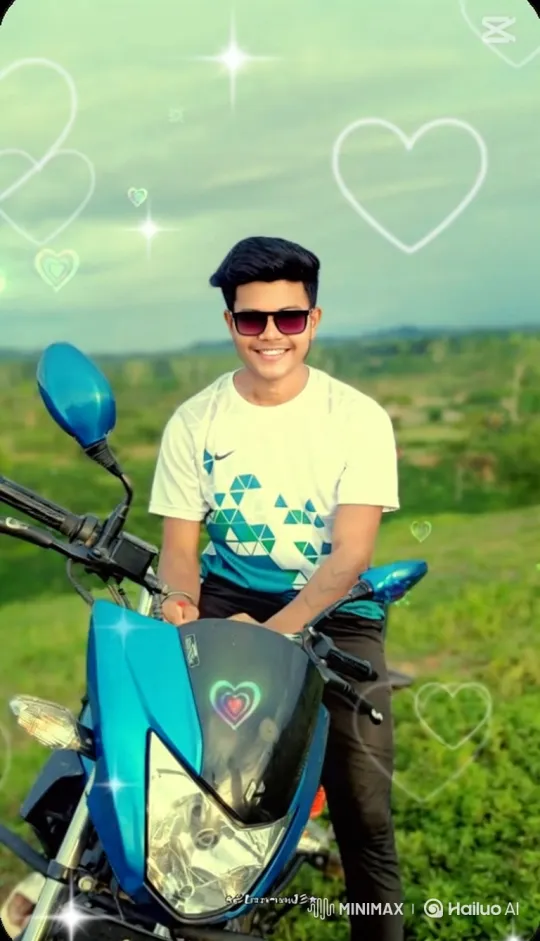 Young Man on Motorcycle Amidst Enchanted Landscape – AI Generated Video | Hailuo AI