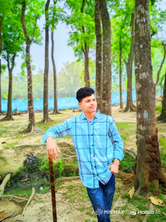 Contemplative Man in Serene Forest Smiles at Camera – AI Generated Video | Hailuo AI