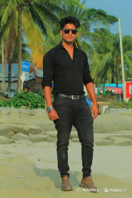 Stylish Young Man Dancing Casually on Tropical Beach – AI Generated Video | Hailuo AI