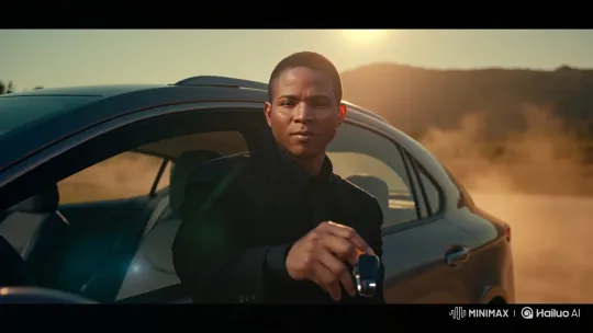 Man Tosses Money, Drives Off in Sunset – AI Generated Video | Hailuo AI