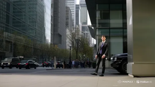 Confident Man Enters Luxury Car on City Sidewalk – AI Generated Video | Hailuo AI