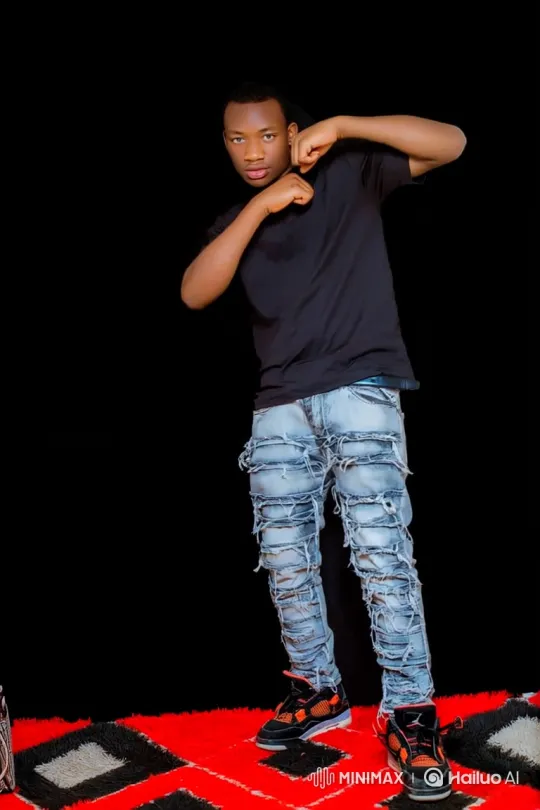 Young Man in Dynamic Ready Stance on Red Rug – AI Generated Video | Hailuo AI