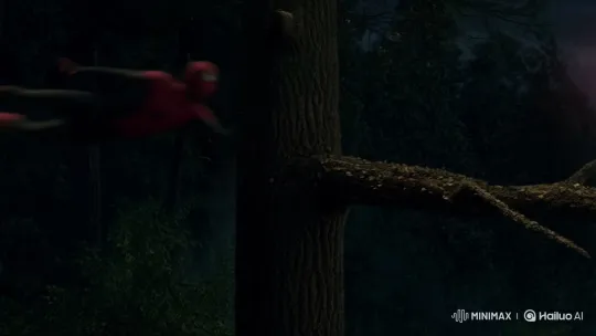 Vampire Spider-Man in Dark Forest Under Blood Moon – AI Generated Video | Hailuo AI
