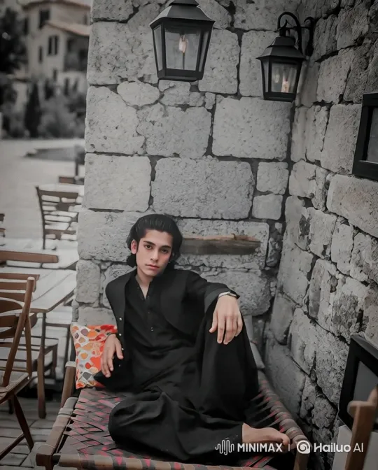 Young Man in Black on Bench: A Pensive, Slow Motion Portrait – AI Generated Video | Hailuo AI