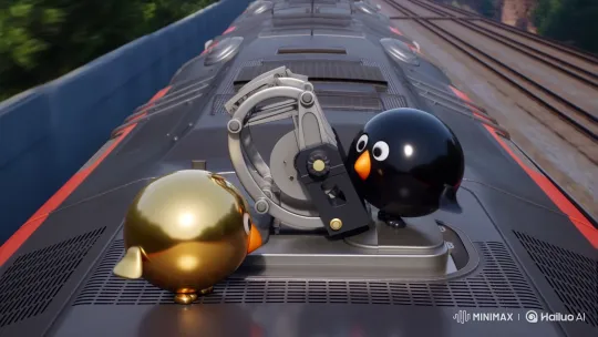 Animated Train Scene: Skebob's Tearful Kiss with Coin Rain – AI Generated Video | Hailuo AI