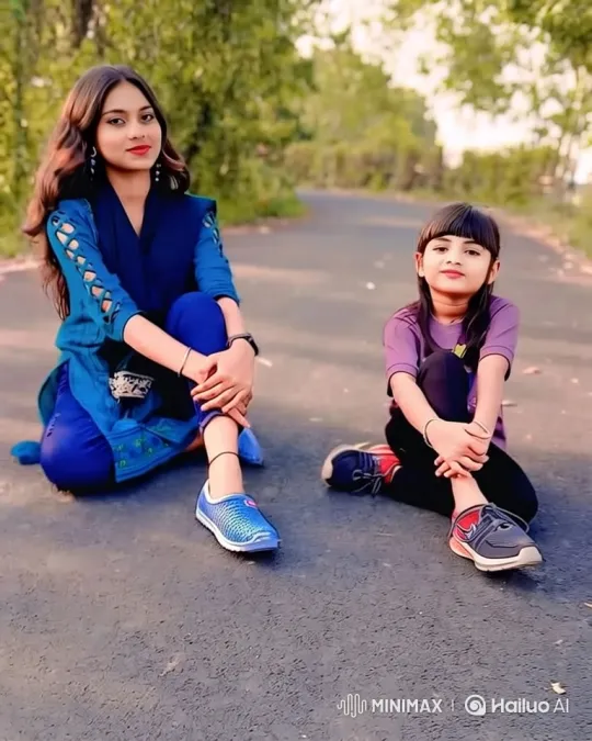 Serene Moment: Woman and Girl Connect on a Road – AI Generated Video | Hailuo AI
