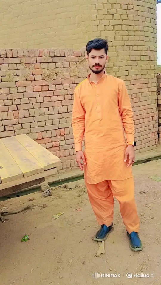 Young Man in Orange Attire Smiles Gently – AI Generated Video | Hailuo AI