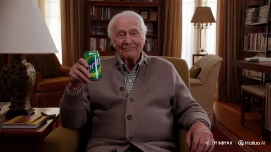 Elderly Grandfather Unexpectedly Explodes After Saying "Sprite – AI Generated Video | Hailuo AI