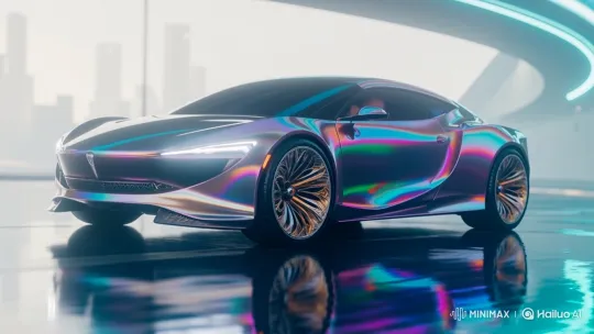 Futuristic Sports Car Showcased in Sleek, Color-Changing Design – AI Generated Video | Hailuo AI
