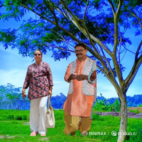 Couple Enjoying a Tranquil Moment in a Surreal Landscape – AI Generated Video | Hailuo AI