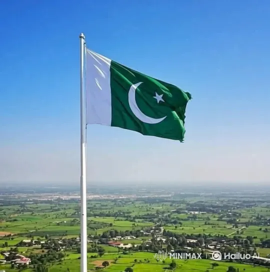 Pakistan's Flag Waves Over Lush Landscape – AI Generated Video | Hailuo AI