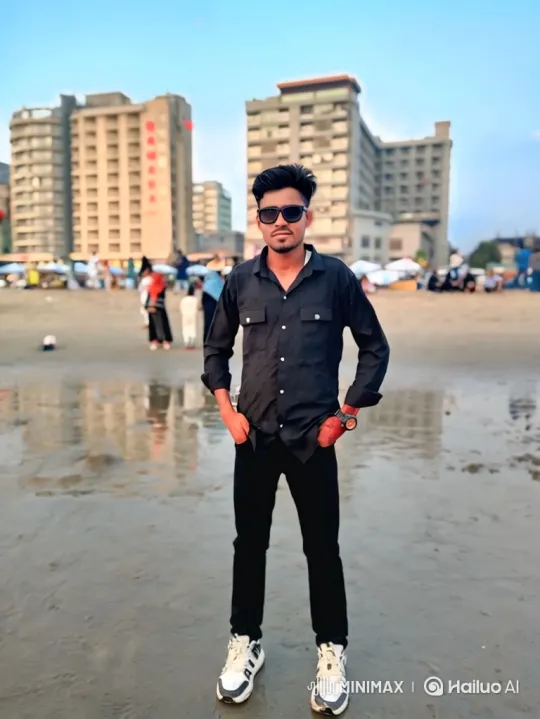 Young Man Boards Helicopter on Beach Amidst City Reflections – AI Generated Video | Hailuo AI