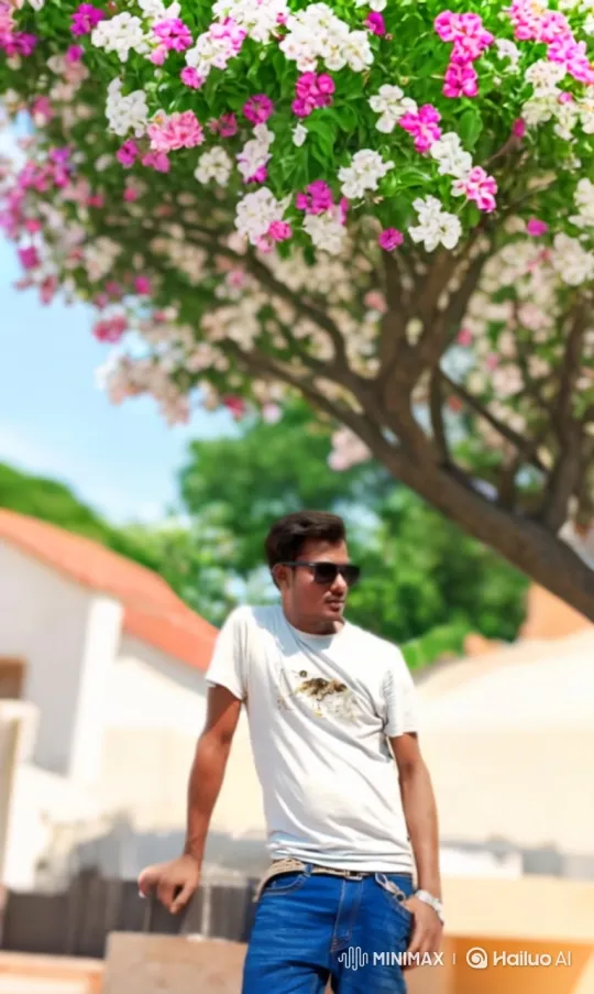 Young Man Relaxing Under Blooming Tree – AI Generated Video | Hailuo AI