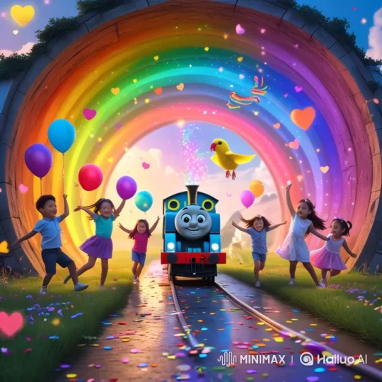 Magical Train Tara's Rainbow Adventure with Children – AI Generated Video | Hailuo AI