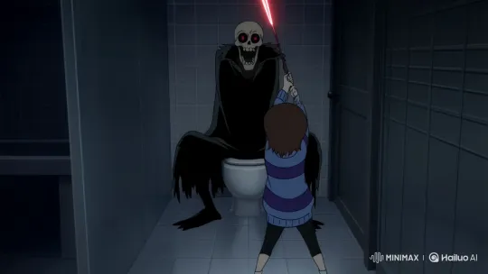 Frisk's Attack on Gaster in the Bathroom – AI Generated Video | Hailuo AI