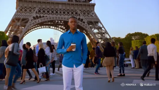Sudanese Man AI Reveals Identity Before Eiffel Tower – AI Generated Video | Hailuo AI