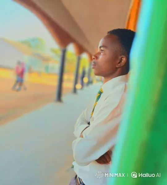 Young Student Observes Car's Departure in Dusty Schoolyard – AI Generated Video | Hailuo AI