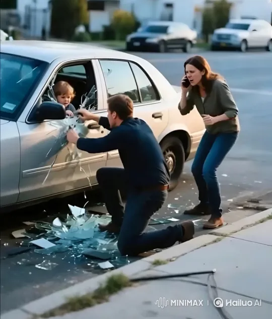 Man Rescues Toddler from Locked Car Amidst Emergency – AI Generated Video | Hailuo AI