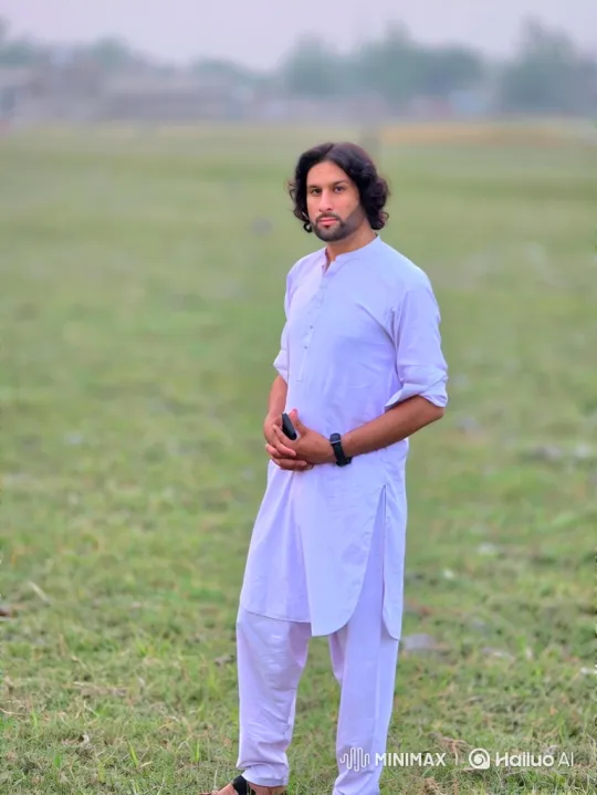 Man Contemplates in a Windy Green Field – AI Generated Video | Hailuo AI