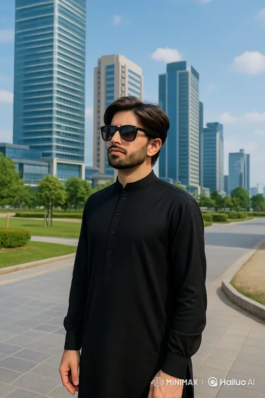 Stylish Man in Urban Park Amidst Gentle Breeze – AI Generated Video | Hailuo AI
