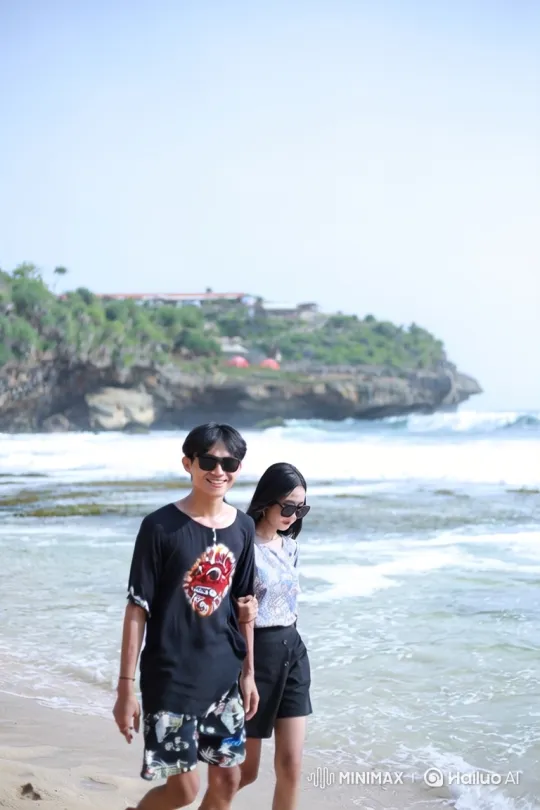 Couple Walking on Beach to Panoramic View of Earth from Space – AI Generated Video | Hailuo AI