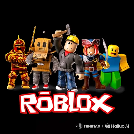 Roblox Characters Engage in Chaotic Brawl Amid Falling Logo – AI Generated Video | Hailuo AI