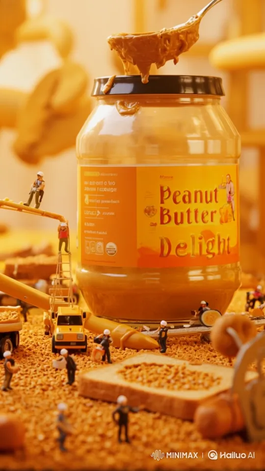 Miniature Peanut Butter Factory: A Tiny World of Workers – AI Generated Video | Hailuo AI