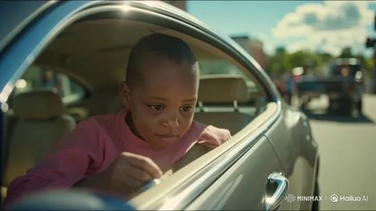 Child Observes World Through Car Window – AI Generated Video | Hailuo AI