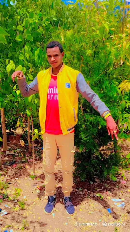 Young Man Poses Outdoors with Deliberate Gestures – AI Generated Video | Hailuo AI