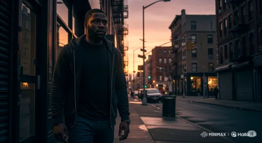 Man Walks Through City at Sunset – AI Generated Video | Hailuo AI