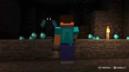 Minecraft: Steve Unfazed by Herobrine's Appearance – AI Generated Video | Hailuo AI