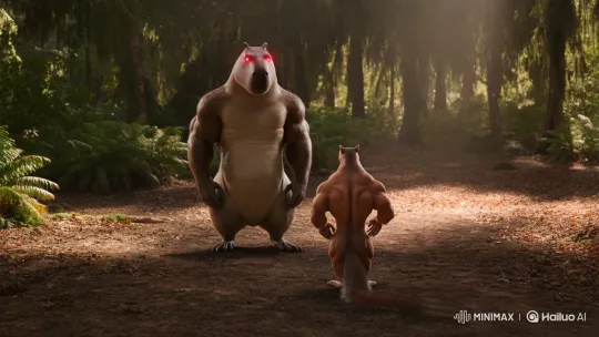 Hyper-Muscular Capybara Battles Muscular Squirrel – AI Generated Video | Hailuo AI