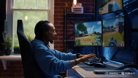Snoop Dogg Dominates Fortnite in Gaming Room – AI Generated Video | Hailuo AI