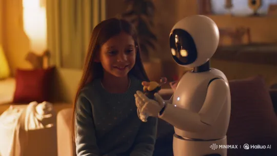 Young Girl and Robot Share Intimate Toy Exchange – AI Generated Video | Hailuo AI
