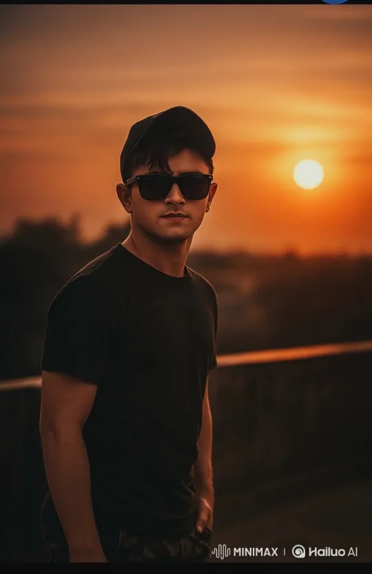 Young Man Reflecting on Sunset in Profound Silence – AI Generated Video | Hailuo AI