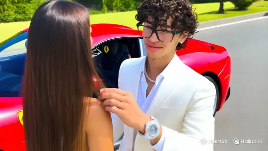 Sophisticated Man Enjoys Luxury Drive in Ferrari – AI Generated Video | Hailuo AI