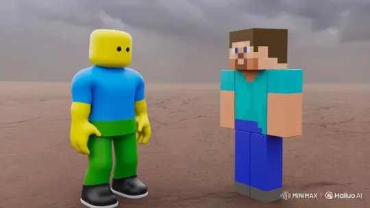 Roblox vs. Minecraft Characters Prepare for Battle – AI Generated Video | Hailuo AI