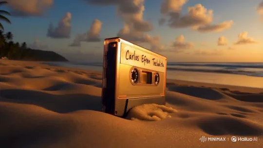 Retro Cassette Found on Caribbean Beach at Sunset – AI Generated Video | Hailuo AI