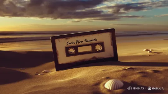 Vintage Cassette Tape on Golden Hour Beach – AI Generated Video | Hailuo AI