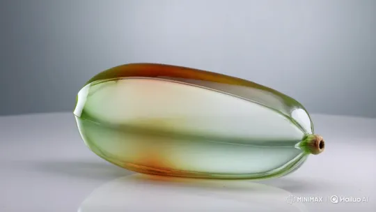 Transparent Glass Papaya Sliced with Precision – AI Generated Video | Hailuo AI