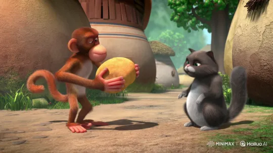 Greedy Monkey Tricks Trusting Cat with Unequal Bread Shares – AI Generated Video | Hailuo AI