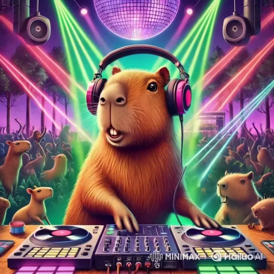 Capybara DJ Leads Colorful Forest Rave – AI Generated Video | Hailuo AI