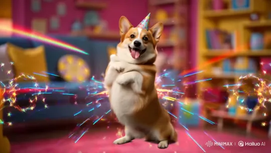 Corgi Dances Enthusiastically in Vibrant TikTok-Style Video – AI Generated Video | Hailuo AI