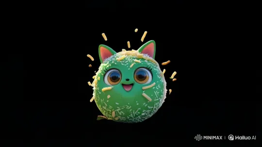 Animated Klepon Chases Mosquitoes in a Bright Orange Room – AI Generated Video | Hailuo AI