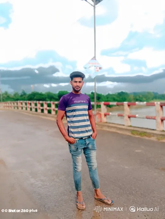 Young Man Smiles Gently on Bridge Amidst Nature – AI Generated Video | Hailuo AI