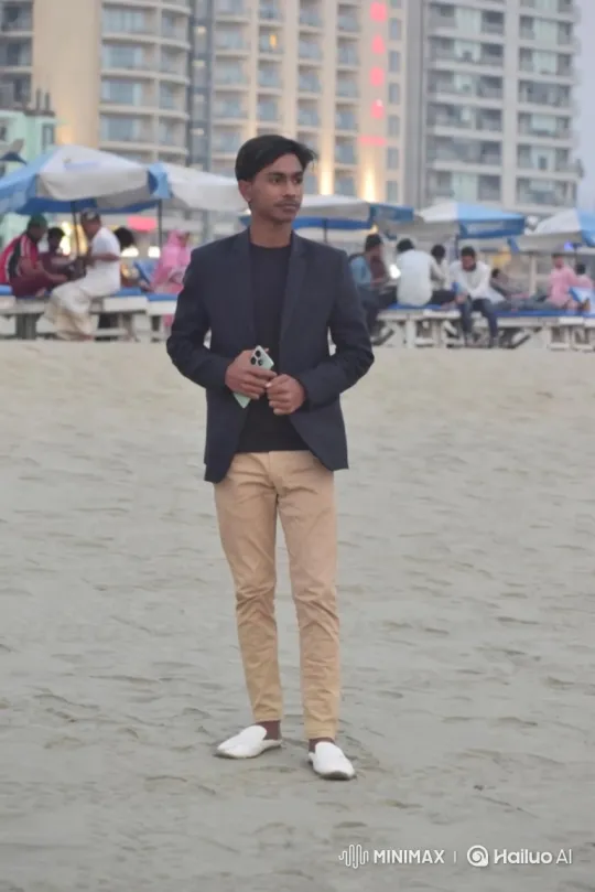 Young Man Watches Helicopter Fly Over Beach – AI Generated Video | Hailuo AI