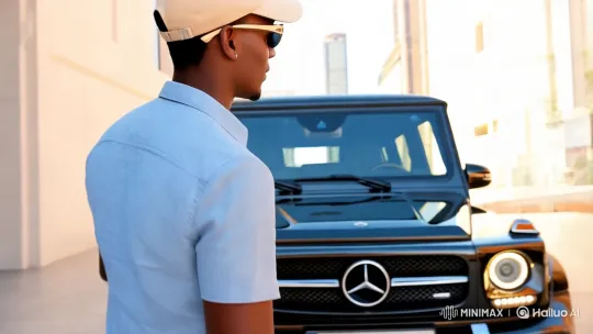 Man Enters Luxury Mercedes-Benz in Urban Setting – AI Generated Video | Hailuo AI