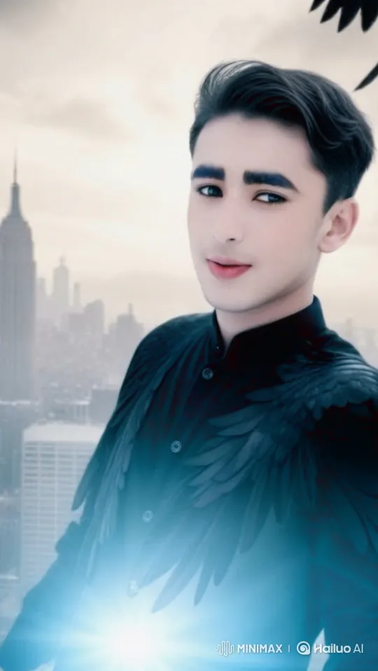Young Man with Feathers and Pulsing Light – AI Generated Video | Hailuo AI