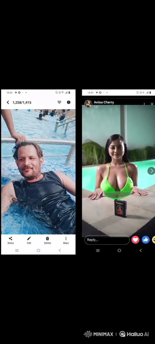 Couples' Romantic Night Swim and Kiss Scene – AI Generated Video | Hailuo AI